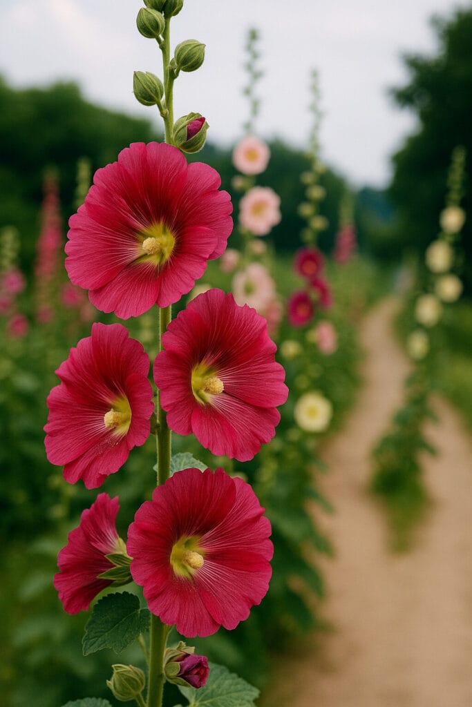 접시꽃(Hollyhock, Alcea rosea)의 꽃말과 추억 속의 단상