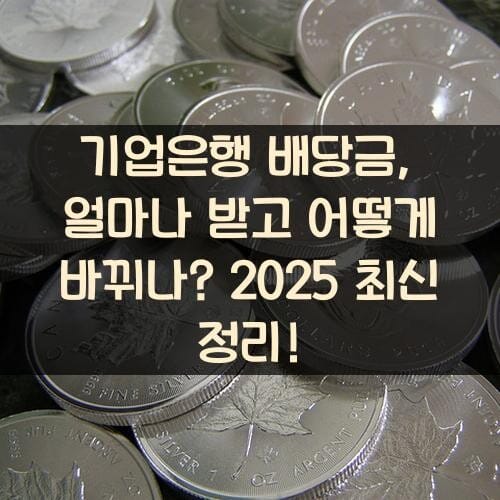 기업은행 배당금, 얼마나 받고 어떻게 바뀌나? 2025 최신 정리!