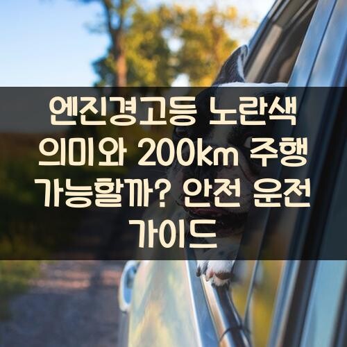 엔진경고등 노란색 의미와 200km 주행 가능할까? 안전 운전 가이드