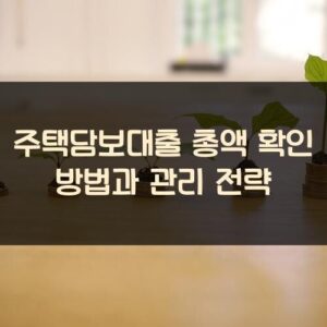 주택담보대출 총액 확인 방법과 관리 전략 주택담보대출 총액 확인 방법과 관리 전략