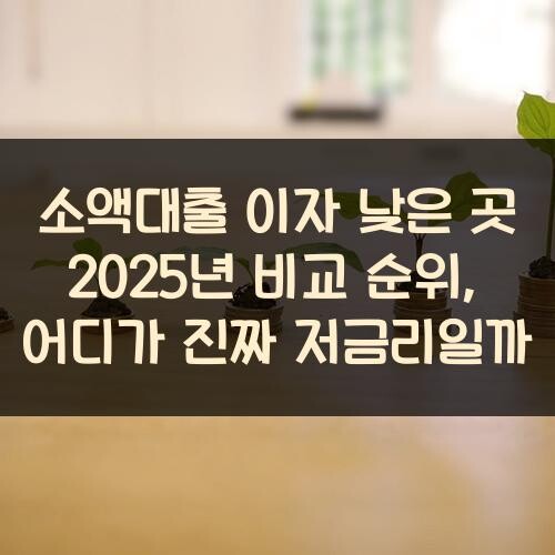 소액대출 이자 낮은 곳 2025년 비교 순위, 어디가 진짜 저금리일까?