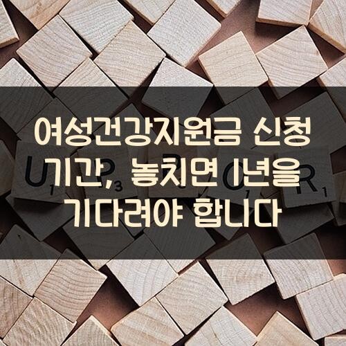 여성건강지원금 신청 기간, 놓치면 1년을 기다려야 합니다