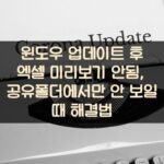윈도우 업데이트 후 엑셀 미리보기 안됨, 공유폴더에서만 안 보일 때 해결법