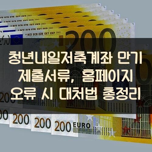 청년내일저축계좌 만기 제출서류, 홈페이지 오류 시 대처법 총정리