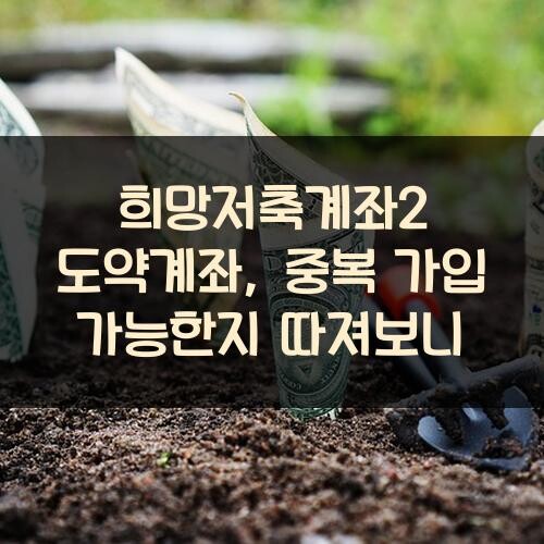 희망저축계좌2 도약계좌, 중복 가입 가능한지 따져보니