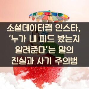소셜데이터랩 인스타, ‘누가 내 피드 봤는지 알려준다’는 말의 진실과 사기 주의법 소셜데이터랩 인스타, ‘누가 내 피드 봤는지 알려준다’는 말의 진실과 사기 주의법