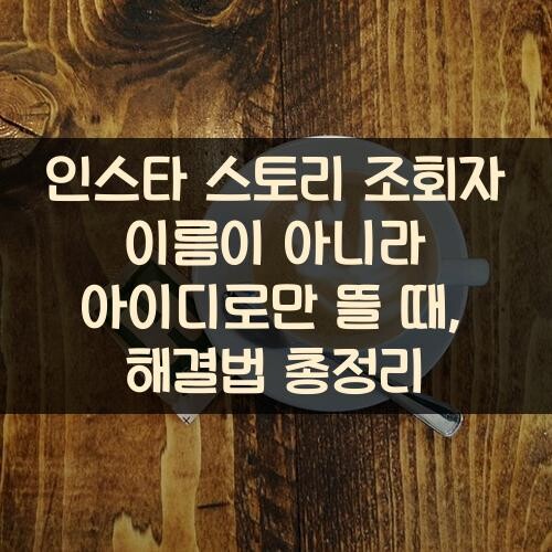 인스타 스토리 조회자 이름이 아니라 아이디로만 뜰 때, 해결법 총정리