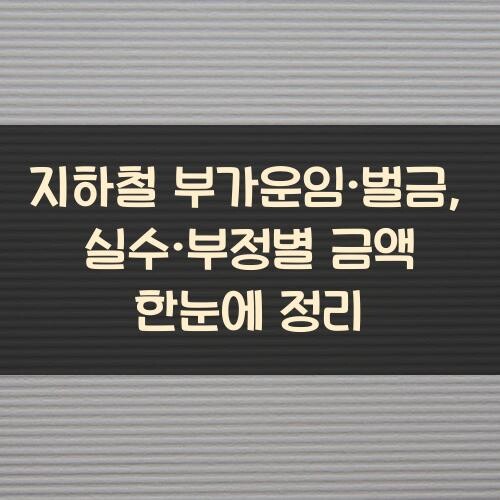 지하철 부가운임·벌금, 실수·부정별 금액 한눈에 정리