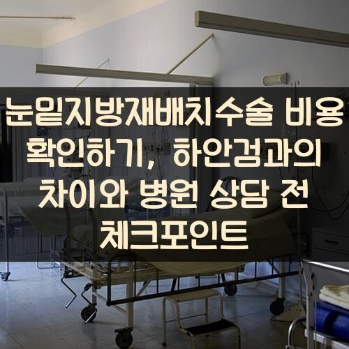 눈밑지방재배치수술 비용 확인하기, 하안검과의 차이와 병원 상담 전 체크포인트