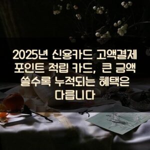2025년 신용카드 고액결제 포인트 적립 카드, 큰 금액 쓸수록 누적되는 혜택은 다릅니다