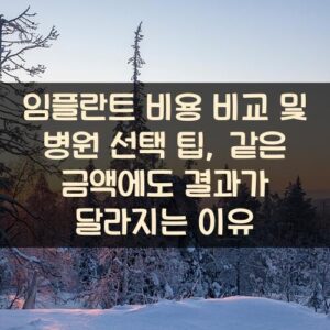 임플란트 비용 비교 및 병원 선택 팁, 같은 금액에도 결과가 달라지는 이유