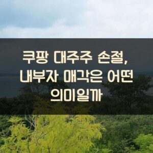 쿠팡 대주주 손절, 내부자 매각은 어떤 의미일까?