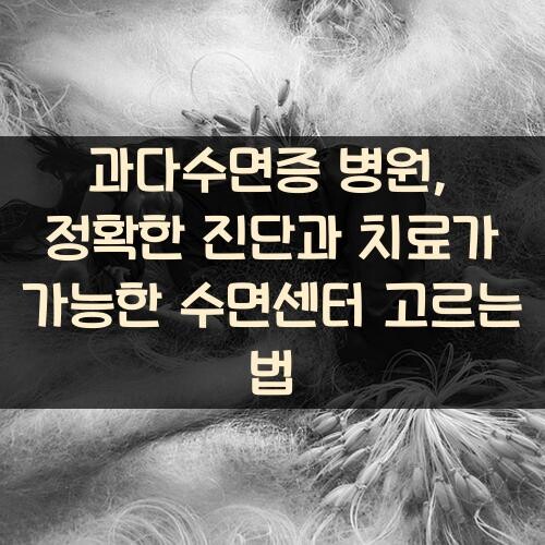 과다수면증 병원, 정확한 진단과 치료가 가능한 수면센터 고르는 법