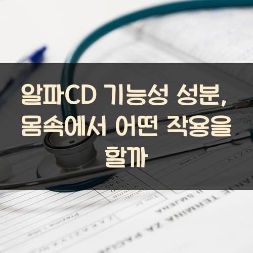 알파CD 기능성 성분, 몸속에서 어떤 작용을 할까?