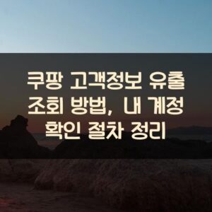 쿠팡 고객정보 유출 조회 방법, 내 계정 확인 절차 정리