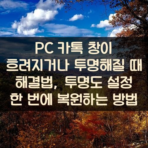 PC 카톡 창이 흐려지거나 투명해질 때 해결법, 투명도 설정 한 번에 복원하는 방법