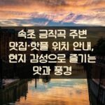 속초 금직곡 주변 맛집·핫플 위치 안내, 현지 감성으로 즐기는 맛과 풍경 1 속초 금직곡 주변 맛집·핫플 위치 안내, 현지 감성으로 즐기는 맛과 풍경