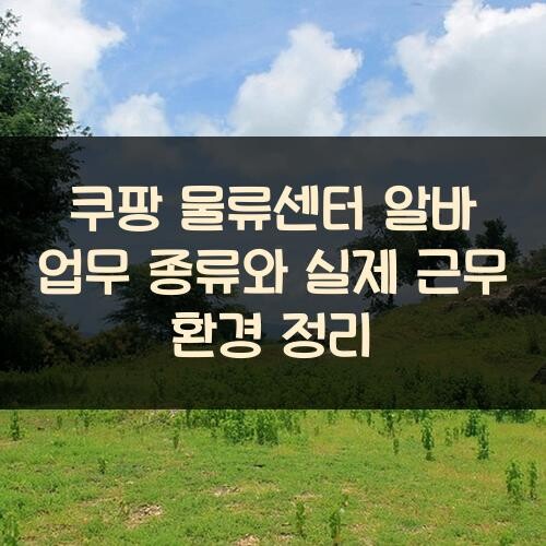 쿠팡 물류센터 알바 업무 종류와 실제 근무 환경 정리