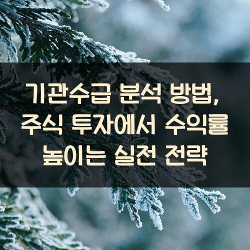 기관수급 분석 방법, 주식 투자에서 수익률 높이는 실전 전략
