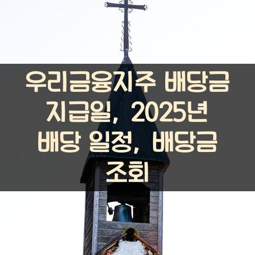 우리금융지주 배당금 지급일, 2025년 배당 일정, 배당금 조회