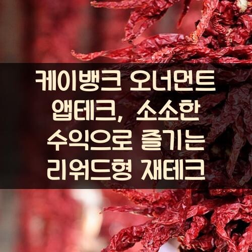 케이뱅크 오너먼트 앱테크, 소소한 수익으로 즐기는 리워드형 재테크