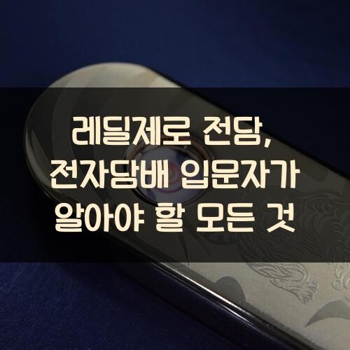 레딜제로 전담, 전자담배 입문자가 알아야 할 모든 것