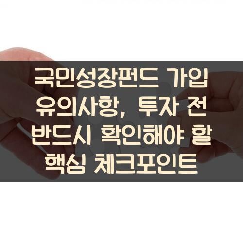 국민성장펀드 가입 유의사항, 투자 전 반드시 확인해야 할 핵심 체크포인트
