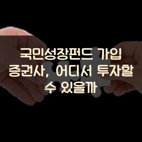 국민성장펀드 가입 증권사, 어디서 투자할 수 있을까